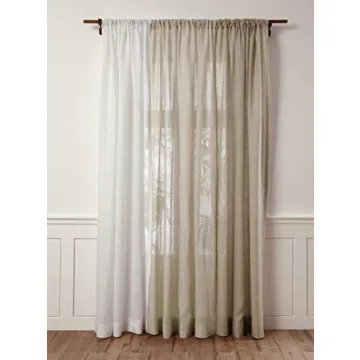 Elegant 100% Pure Linen Sheer Curtain Panel 96 Inches Long