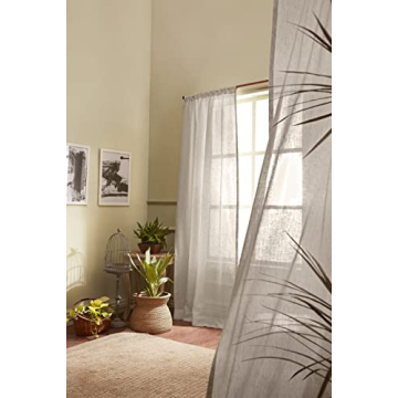 Elegant 100% Pure Linen Sheer Curtain Panel 96 Inches Long