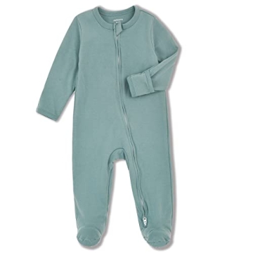 Aablexema Baby Footed Pajamas with Mitten Cuffs - Unisex Newborn Infant 2 Ways Zipper Cotton Footie ...