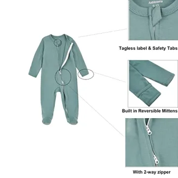 Aablexema Baby Footied Pajamas with Mitten Cuffs