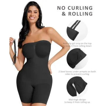 FeelinGirl Shapewear Bodysuits for Women Tummy Control Shapewear Seamless Body Suit Sculpt Body Shaper with Removable Straps M