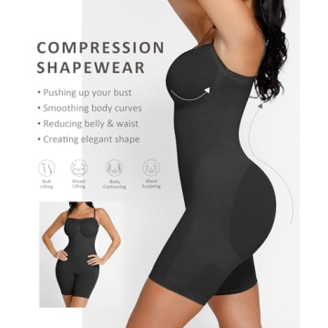 FeelinGirl Shapewear Bodysuits for Women Tummy Control Shapewear Seamless Body Suit Sculpt Body Shaper with Removable Straps M