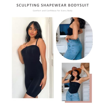 FeelinGirl Shapewear Bodysuits for Women Tummy Control Shapewear Seamless Body Suit Sculpt Body Shaper with Removable Straps M
