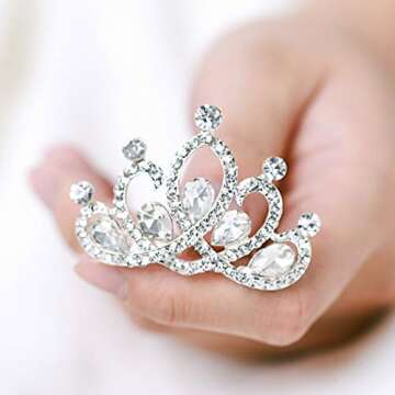 JAKAWIN Girls Crystal Rhinestone Hair Comb Christmas Tiara Crown Headpiece Birthday Gifts Hair Accessories (Sliver)