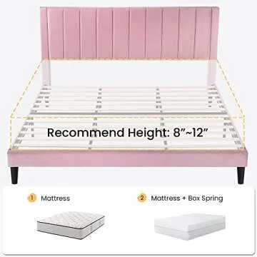 SHA CERLIN Velvet Full Bed Frame with Headboard for Comfort