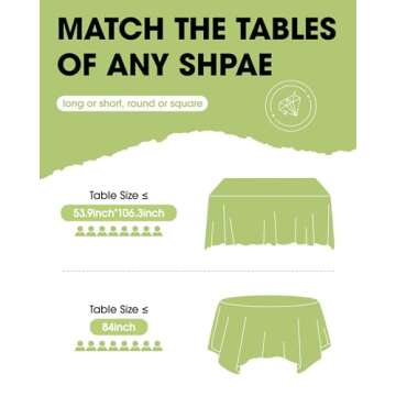 Pureegg Plastic Table Cloth Disposable - 10 Pack, Disposable Table Cloths for Parties, Decorative Ro...