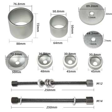 DPTOOL Bushing Press Kit Rear Axle Arm Suspension Bushing Removal Install Tool Kit Compatible with Audi Volkswagen Bushing Puller Tool