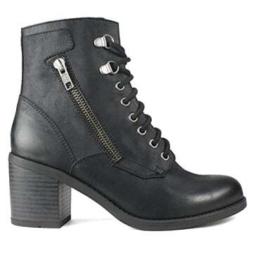 WHITE MOUNTAIN Shoes Dorian Women's Lace-up Boot, Black/Fabric, 8.5 M