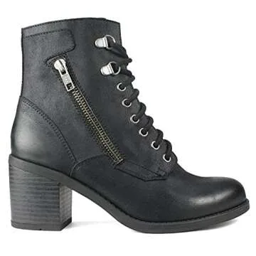 WHITE MOUNTAIN Shoes Dorian Women's Lace-up Boot, Black/Fabric, 8.5 M