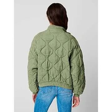 [BLANKNYC] womens Jacket, Everyday Adult Coat Luxury Clothing Tencel Drop Shoulder Quilted Jacket, B...
