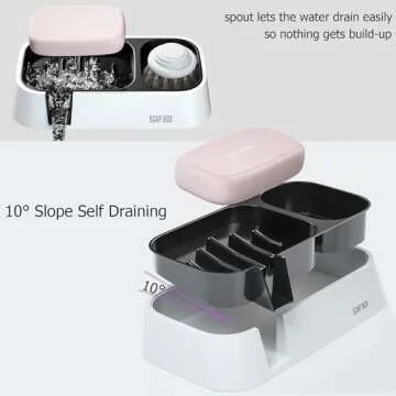 CRKIOB Sponge Holder for Kitchen Sink, Self-Draining Sink Caddy for Sponges, Scrubbers, Soap, Kitchen Sink Organizer Use on Countertop or Wall 8.9'' x 4.7'' x 1.6''(White, Black)