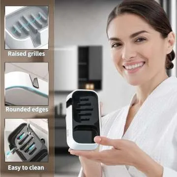 CRKIOB Sponge Holder for Kitchen Sink, Self-Draining Sink Caddy for Sponges, Scrubbers, Soap, Kitchen Sink Organizer Use on Countertop or Wall 8.9'' x 4.7'' x 1.6''(White, Black)