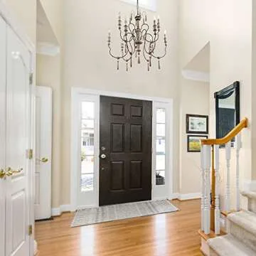 LALUZ Farmhouse Wood Chandeliers for Dining Rooms, 9-Light Distressed French Country Lighting, D39 H38