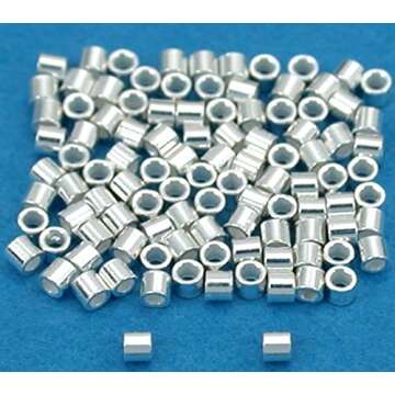 1000pcs Round Tube Loose Crimp Beads 2mm (0.08 Inch) Tiny Small Spacers (Hole - 1.5mm) Silver Plated Brass for Jewelry Craft Making Findings CF27-1