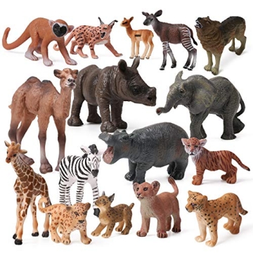 16pcs Realistic Baby Safari Animal Figures for Kids