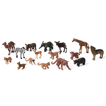 16pcs Realistic Baby Safari Animal Figures for Kids
