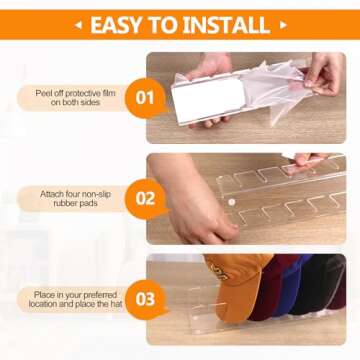 TAOceeXI Hat Stand for Baseball Caps Display Hat Holder Organizer，No Install Rack Acrylic Hat Storage for 28 Baseball Caps Closet Cowboy （4 Pack ）