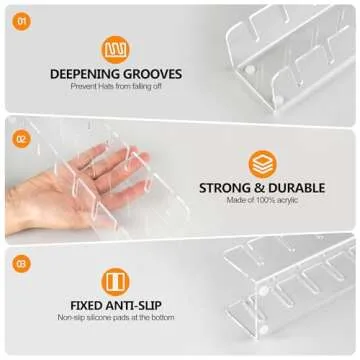 TAOceeXI Hat Stand for Baseball Caps Display Hat Holder Organizer，No Install Rack Acrylic Hat Storage for 28 Baseball Caps Closet Cowboy （4 Pack ）