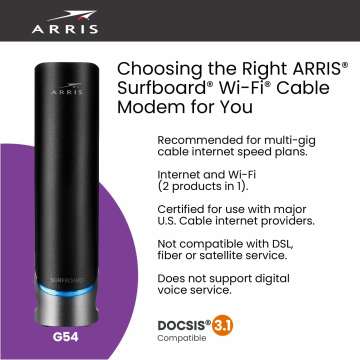 ARRIS G54 Cable Modem Router Combo for Fast Internet