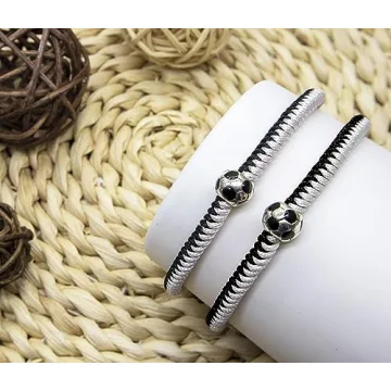 MANYC Soccer Bracelets for All Ages - Black 2PCS