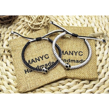 MANYC Soccer Bracelets for All Ages - Black 2PCS