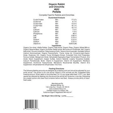 Modesto Milling Organic, Non GMO Rabbit & Chinchilla Pellets,10 lbs; Item# 682