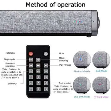 TOPROAD Soundbar, Sound Bar with Built-in Mic and Bluetooth, Wired and Wireless Speaker for TV/PC/Phones/Tablets with Remote Control