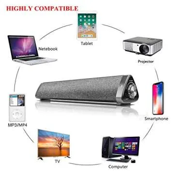 TOPROAD Soundbar, Sound Bar with Built-in Mic and Bluetooth, Wired and Wireless Speaker for TV/PC/Phones/Tablets with Remote Control