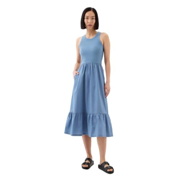 GAP Women’s Mixed Media Midi Dress Soft Cornflower 452 M