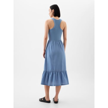 GAP Women’s Mixed Media Midi Dress Soft Cornflower 452 M