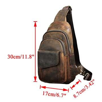 Le'aokuu Men Outdoor Casual Travel Hiking Tea Sling Bag - Brown