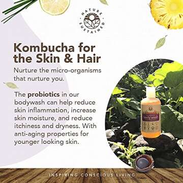 Nature Sustained Organic Body Wash & Face Wash – Raw & Wildcrafted with Probiotics, Soapberry Form...