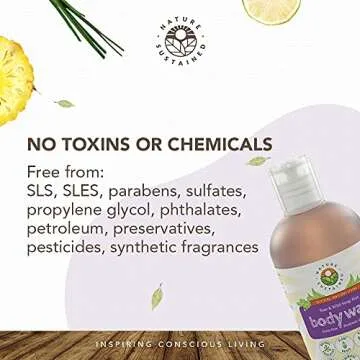 Nature Sustained Organic Body Wash & Face Wash – Raw & Wildcrafted with Probiotics, Soapberry Formula for Eczema & Psoriasis - Wild Plants Selected for Sensitive & Dry Skin, 9oz, Original