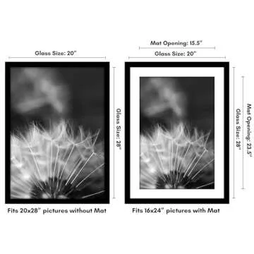 Americanflat 20x28 Picture Frame with Polished Plexiglass - Use as 16x24 Frame with Mat or Display 2...