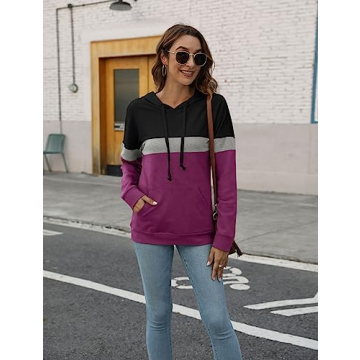 Stylish Color Block Hoodie for Women Comfort and Style