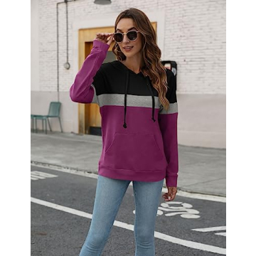 Stylish Color Block Hoodie for Women Comfort and Style