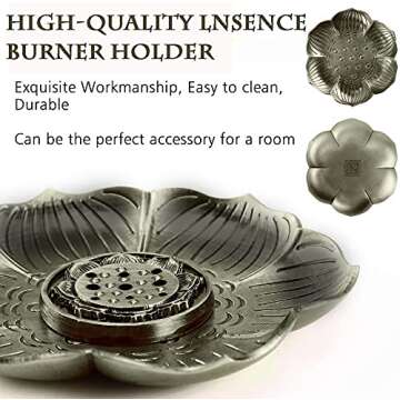 Lotus Incense Holder- 9 Holes Incense Stick Holder，Lotus Stick Incense Burner and Cone Incense Holder