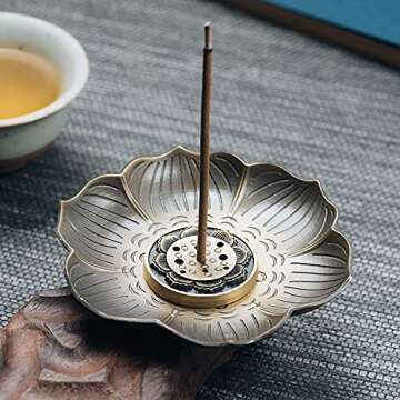 Lotus Incense Holder- 9 Holes Incense Stick Holder，Lotus Stick Incense Burner and Cone Incense Holder
