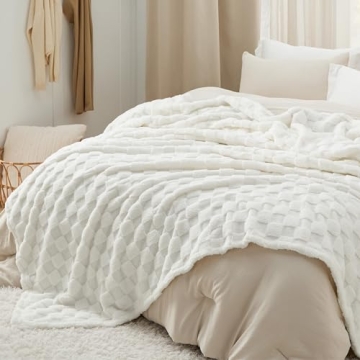 Bedsure White Fleece Blanket Soft Cozy King Size