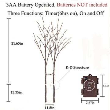 Birchlitland Lighted Branches with Timer - 32IN LED