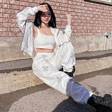 Creaion Rhinestone Graphic Zip Up Hoodies for Women Oversized Y2k Sweatshirt Jacket E-Girl 90s Pullover Streetwear