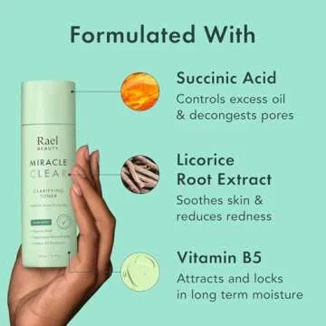 Rael Toner for Face, Miracle Clear - Reducing Pores and Oils with Succinic Acid, Hydrating Vitamin B5, Vegan, Korean Skin Care (5.1 fl oz)