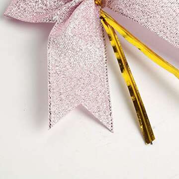 NOYI TRAXD Twist Tie Bows 50pc Pink for Gifts