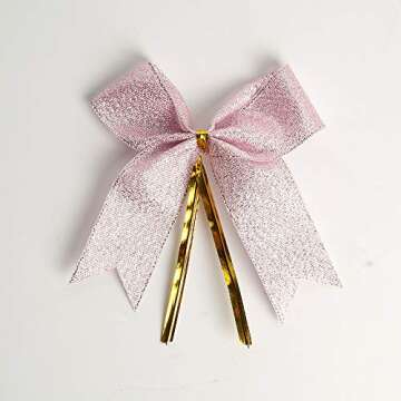 NOYI TRAXD Twist Tie Bows 50pc Pink for Gifts