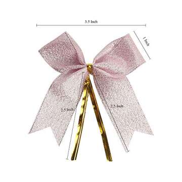 NOYI TRAXD Twist Tie Bows 50pc Pink for Gifts