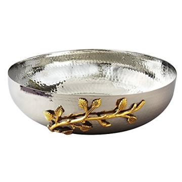 Elegance Golden Vine Hammered Stainless Steel Salad Bowl