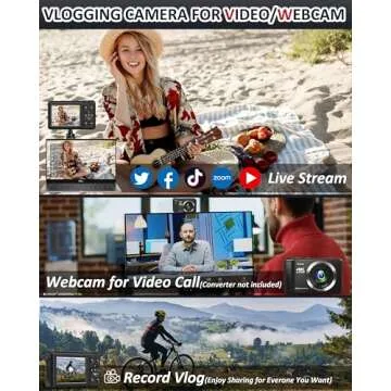 Digital Camera - 4K 44MP UHD Digital Cameras for Photography - Autofocus Point and Shoot Vlogging Camera with 16X Zoom, 32GB SD Card, 2 Batteries - Compact Small Cameras for Kids Teens Boys Girls