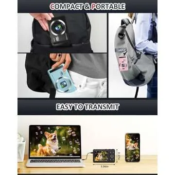 Digital Camera - 4K 44MP UHD Digital Cameras for Photography - Autofocus Point and Shoot Vlogging Camera with 16X Zoom, 32GB SD Card, 2 Batteries - Compact Small Cameras for Kids Teens Boys Girls