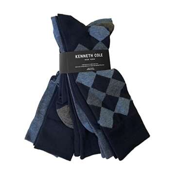 Kenneth Cole New York Men's Accented Stripes, Blue, 10-13