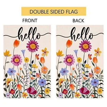 Hello Spring Floral Garden Flag 12x18 Vertical Double Sided Colorful Flowers Summer Farmhouse Holiday Outside Decorations Burlap Yard Flag BW257